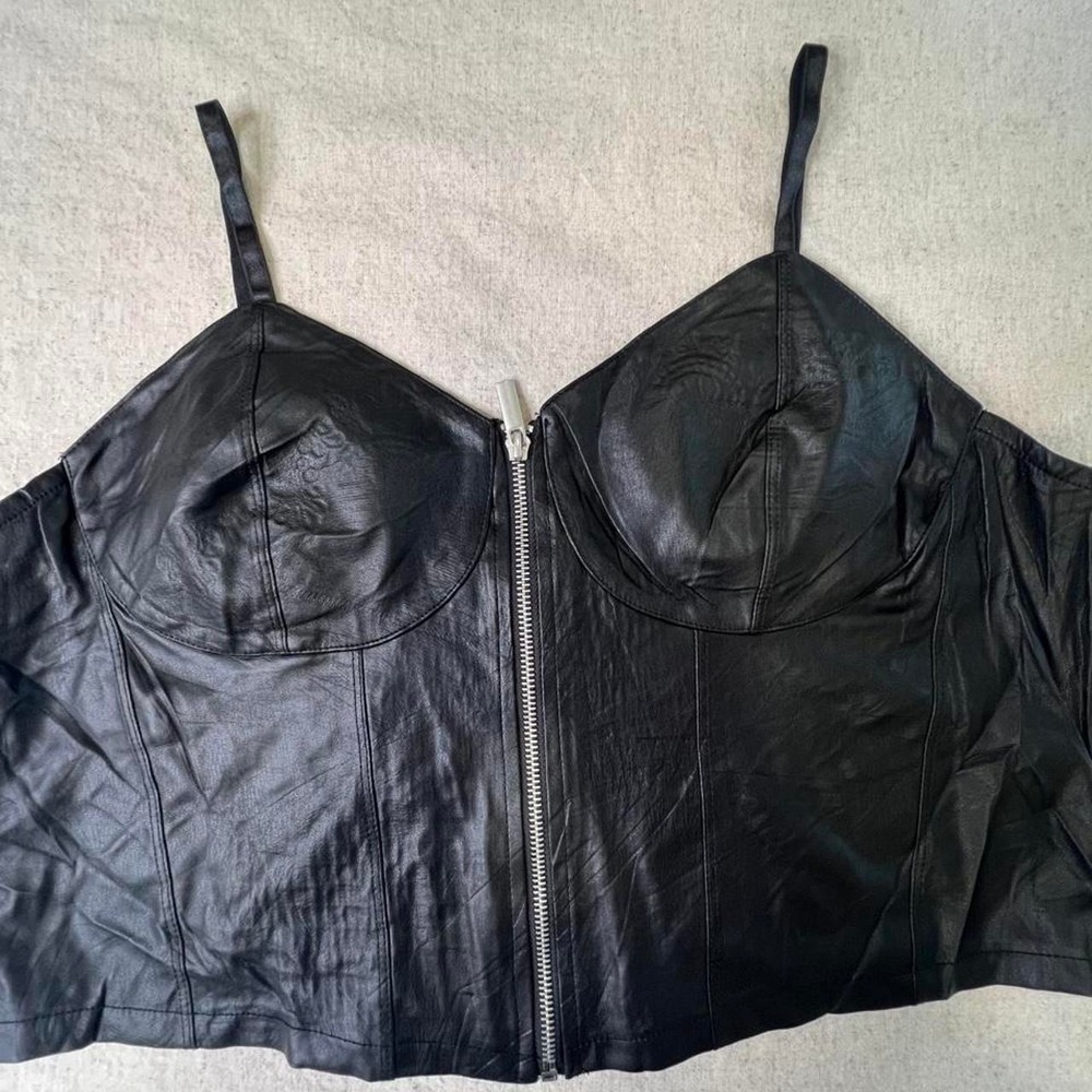Madden NYC Black Faux Leather Corset Top Zipper Detail Plus Size XXXL